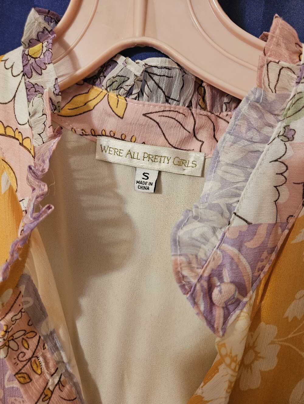 Sleeveless Floral Button-Front Dress in Yellow & Lavender - Picture 9 of 11